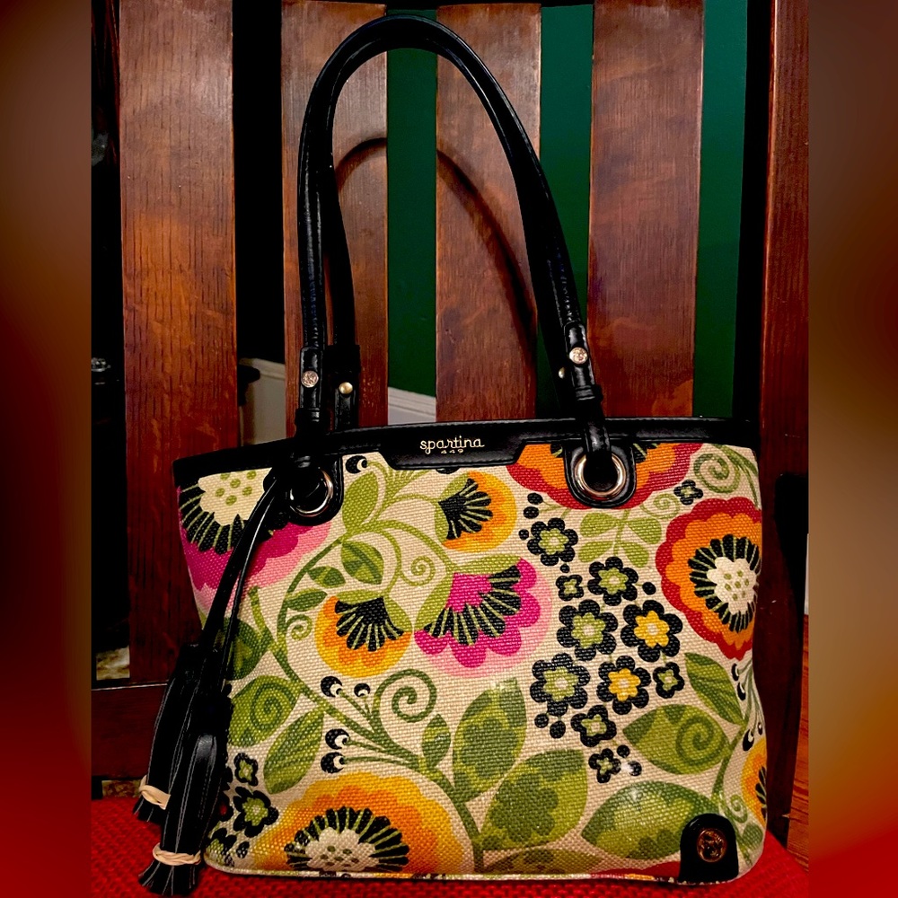 Spartina 449 woven and leather tote - like NEW